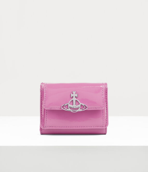 Vivienne Westwood shiny patent small frame wallet pink